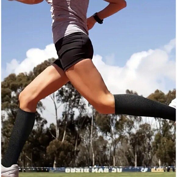 Compression Socks Leg Support Unisex Open Toe Knee Stockings Long Sleeves - Picture 6 of 8